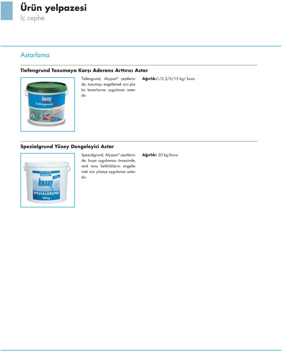 Ağırlık:1/2,5/5/15 kg/ kova Spezialgrund Yüzey Dengeleyici Astar Spezialgrund, Alçıpan