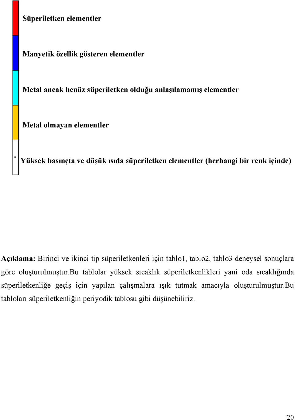 için tablo1, tablo2, tablo3 deneysel sonuçlara göre oluşturulmuştur.