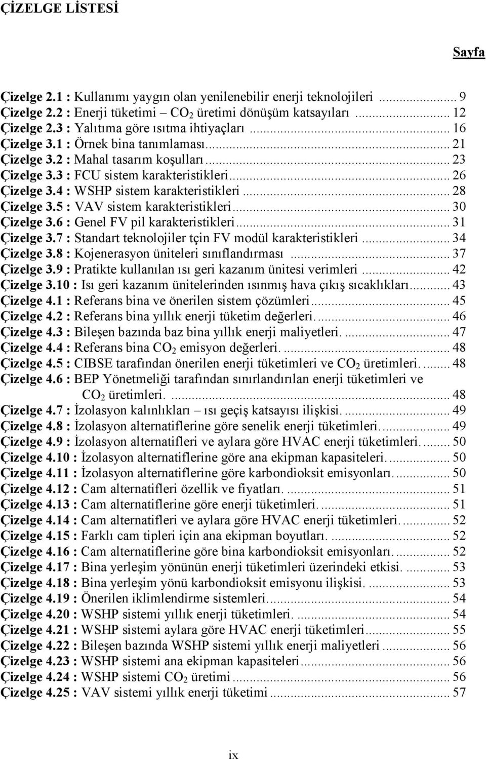 4 : WSHP sistem karakteristikleri... 28 Çizelge 3.5 : VAV sistem karakteristikleri... 30 Çizelge 3.6 : Genel FV pil karakteristikleri... 31 Çizelge 3.