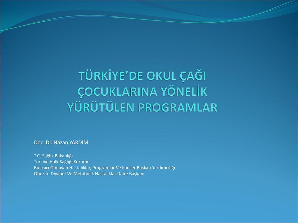 Bulaşıcı Olmayan Hastalıklar, Programlar Ve