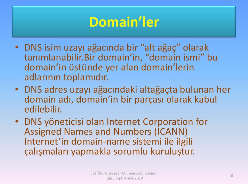 DNS adres uzayı ağacındaki altağaçta bulunan her domain adı, domain in bir parçası olarak kabul edilebilir.