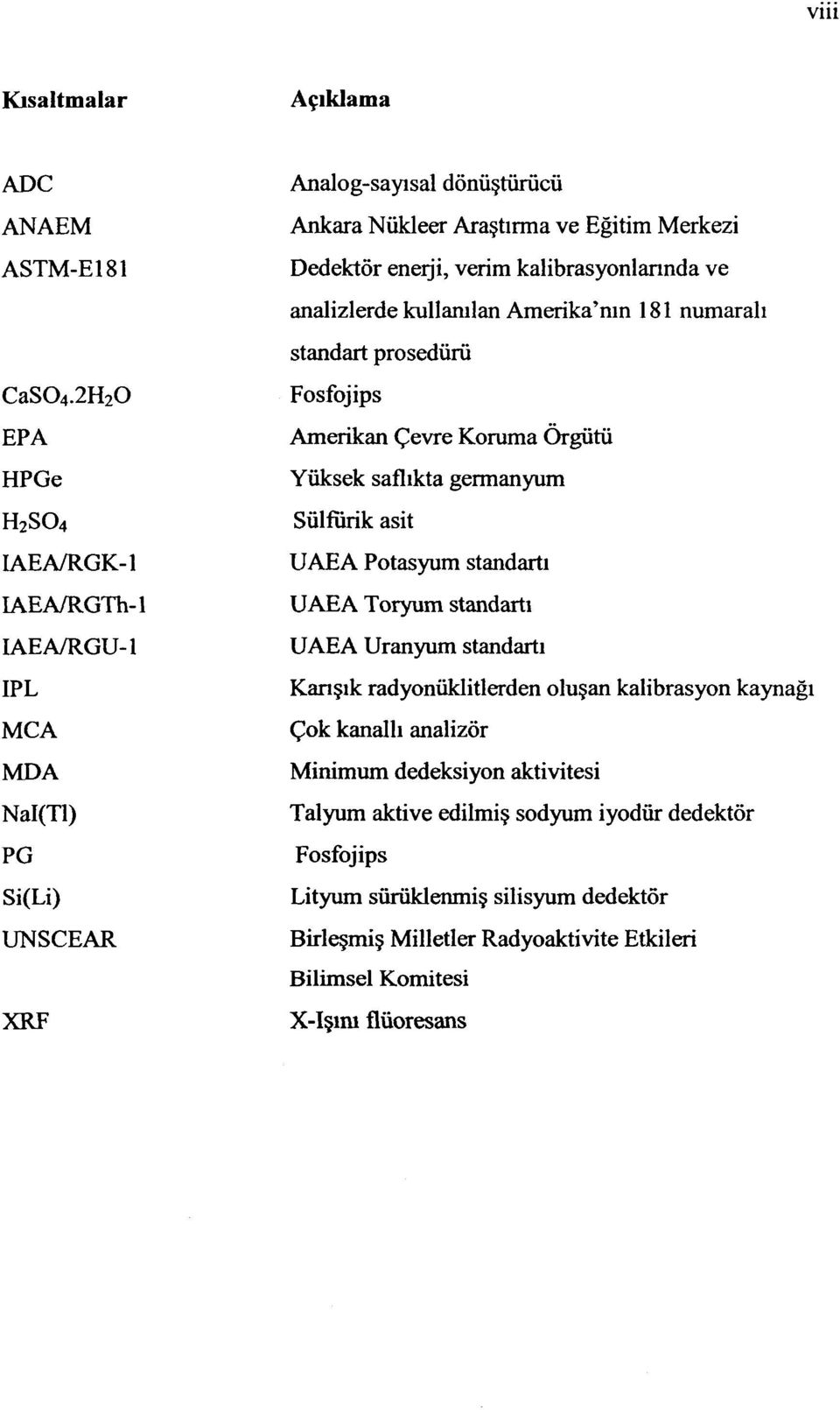 verim kalibrasyonlannda ve analizlerde kullanılan Amerika'nın 181 numaralı standart prosedürü Fosfojips Amerikan Çevre Koruma Örgütü Yüksek saflıkta germanyum Sülfürik asit UAEA Potasyum