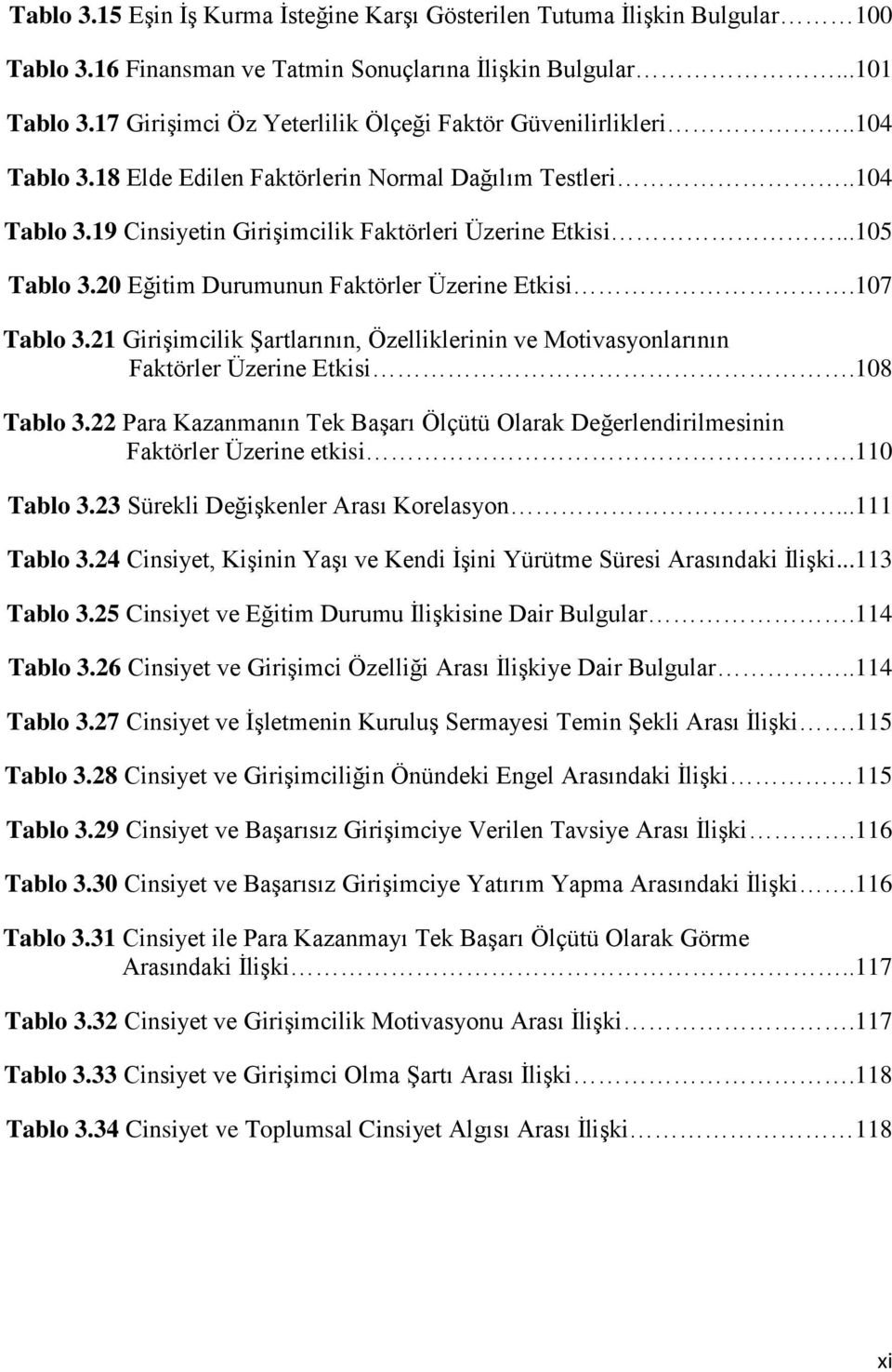 20 Eğitim Durumunun Faktörler Üzerine Etkisi.107 Tablo 3.21 Girişimcilik Şartlarının, Özelliklerinin ve Motivasyonlarının Faktörler Üzerine Etkisi.108 Tablo 3.