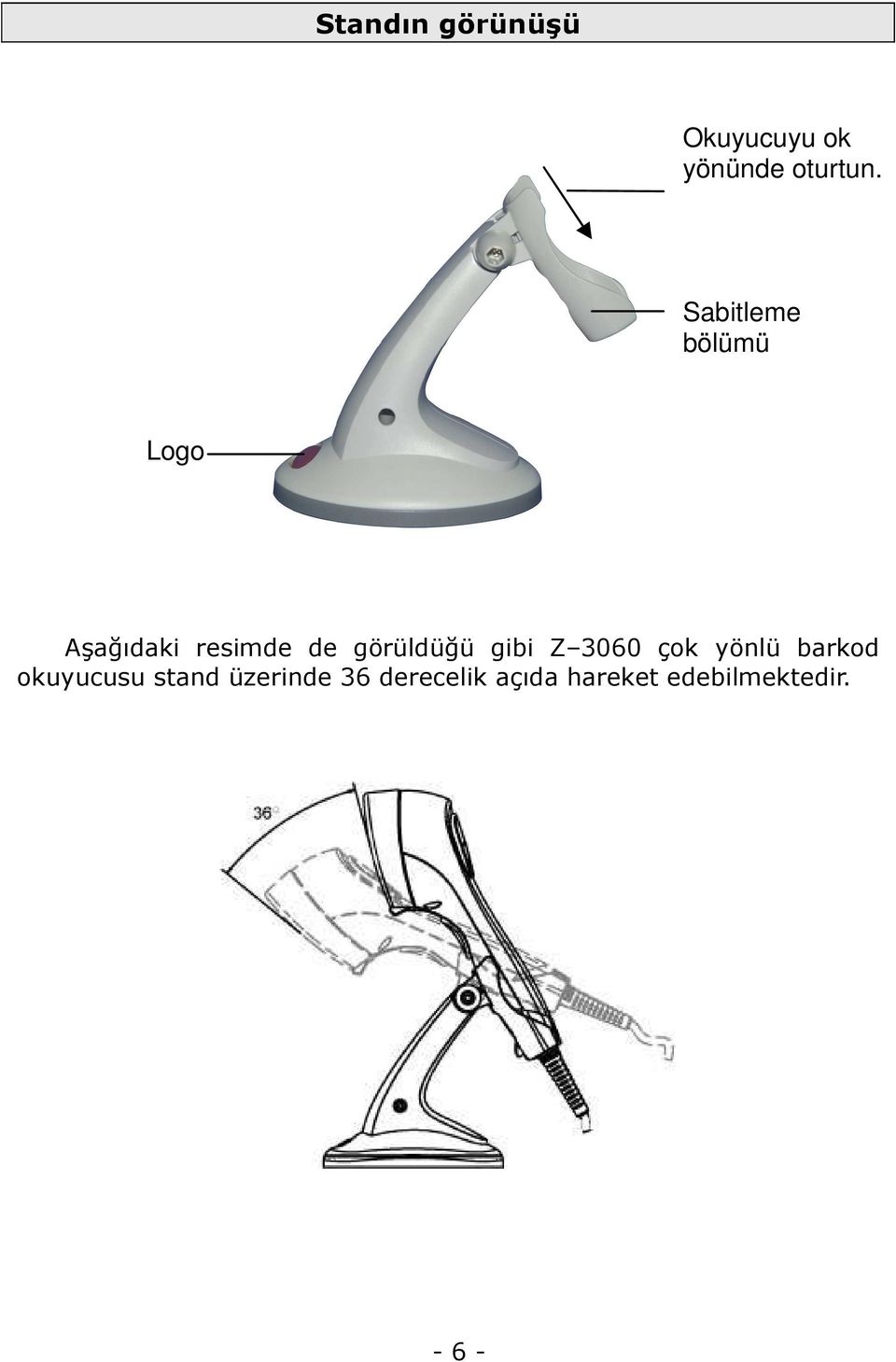 görüldüğü gibi Z 3060 çok yönlü barkod okuyucusu