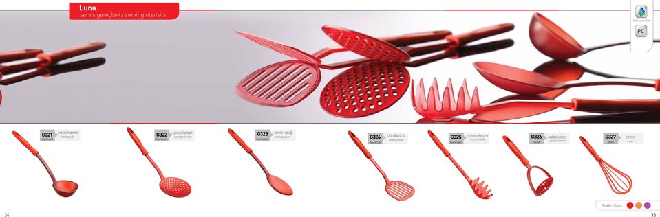 G323 servis kaşığı basting spoon döndürücü makarna kepçesi G324 G325 patates ezici