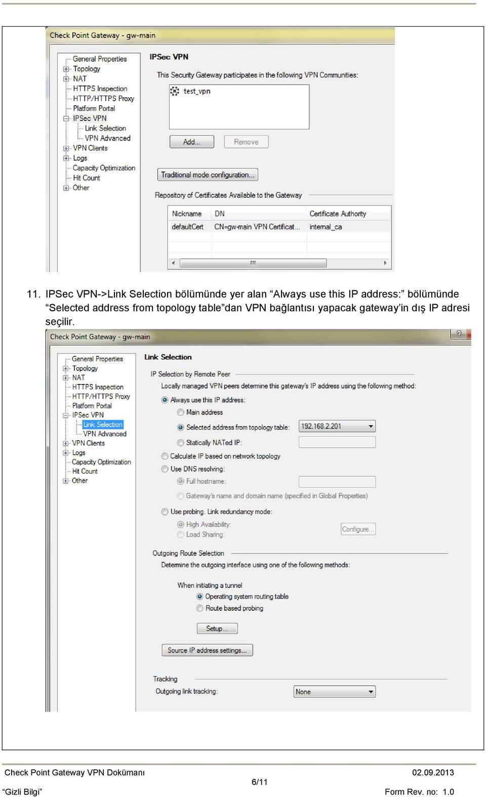 Selected address from topology table dan VPN