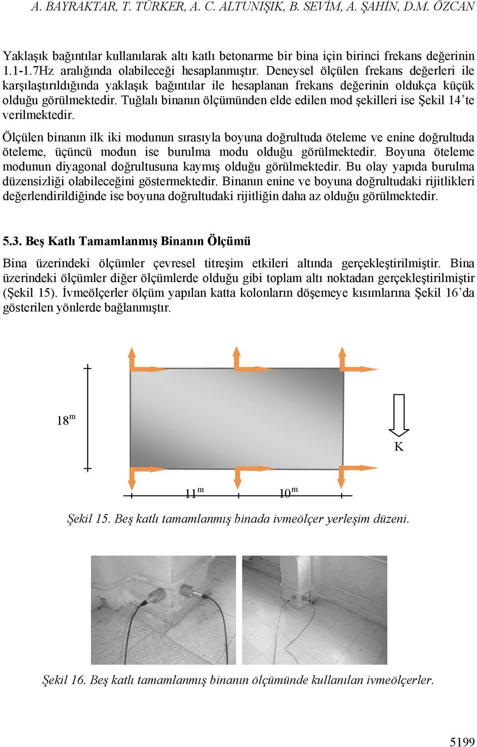 Tuğlalı binanın ölçümünden elde edilen mod şekilleri ise Şekil 14 te verilmektedir.