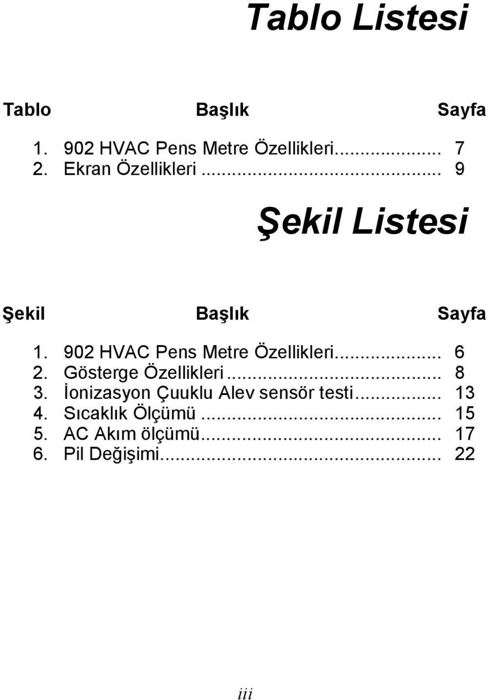 902 HVAC Pens Metre Özellikleri... 6 2. Gösterge Özellikleri... 8 3.