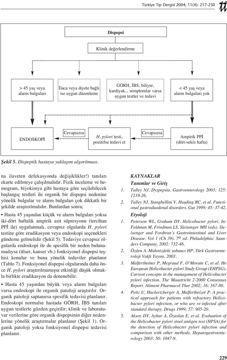 Dispeptik hastaya yaklaş m algoritmas. na ilaveten defekasyonda değişiklikler!) tan lar ekarte edilmeye çal ş lmal d r.