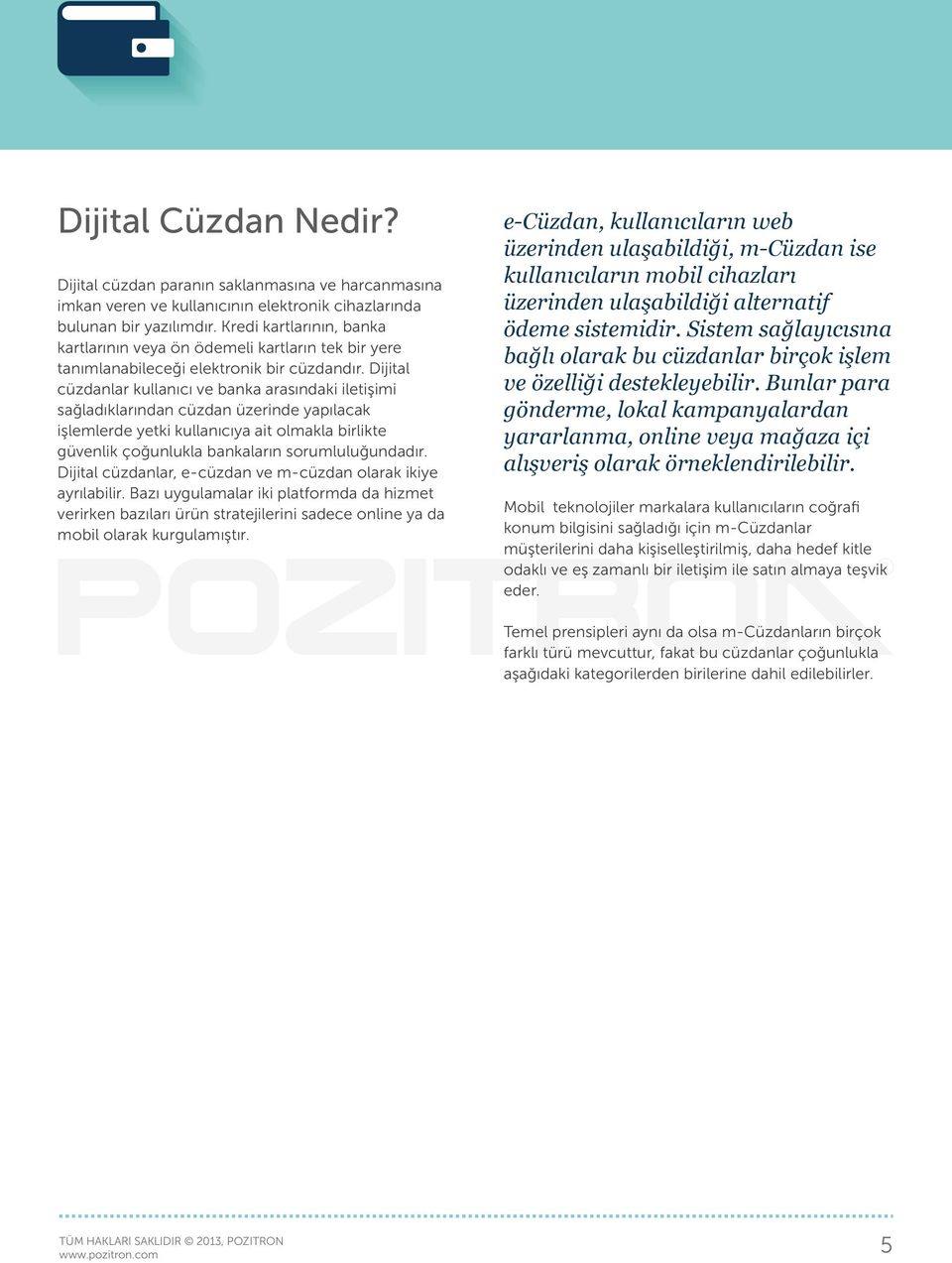 Dijital cüzdanlar kullanıcı ve banka arasındaki iletişimi sağladıklarından cüzdan üzerinde yapılacak işlemlerde yetki kullanıcıya ait olmakla birlikte güvenlik çoğunlukla bankaların sorumluluğundadır.