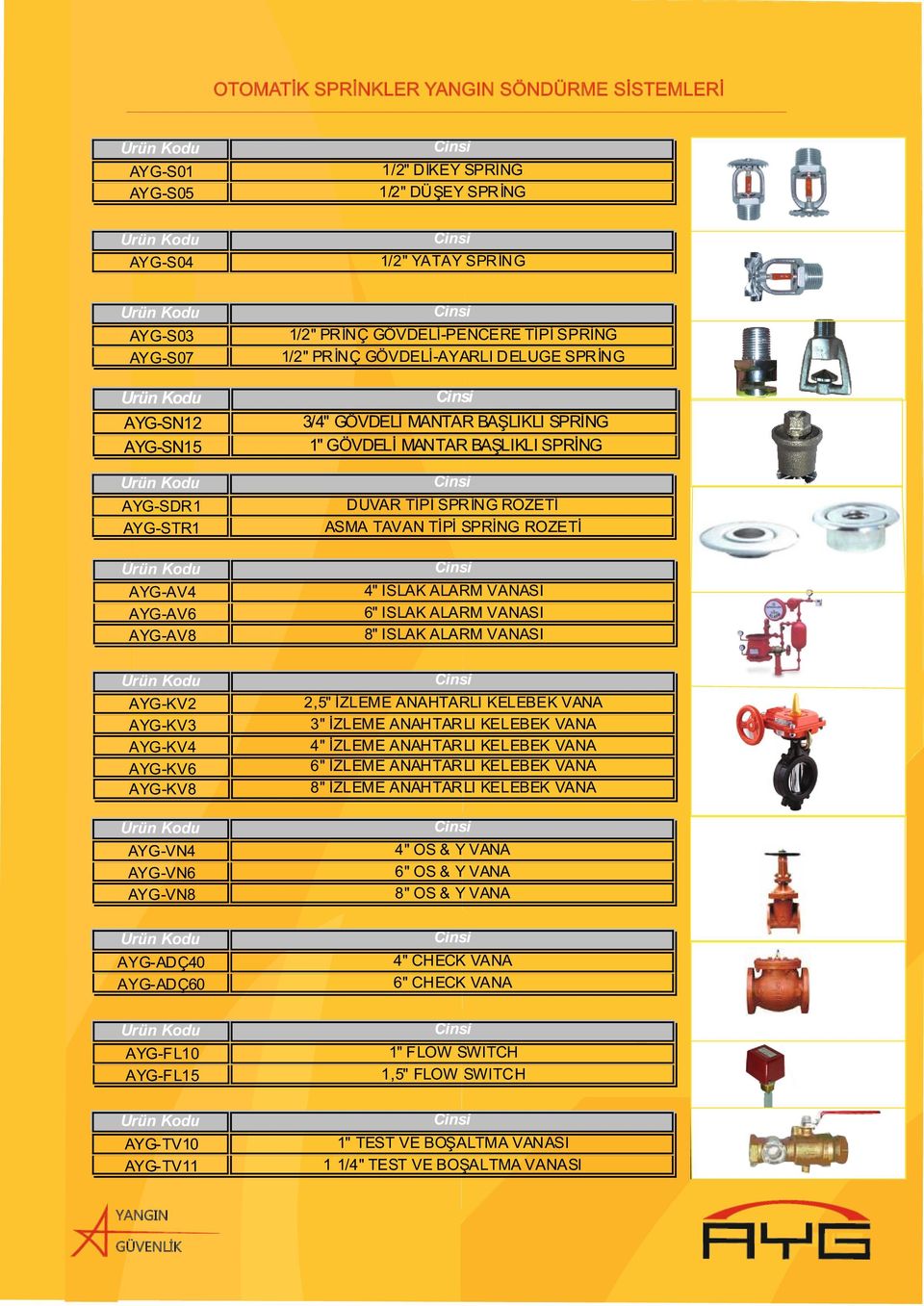 AYG-AV6 AYG-AV8 4" ISLAK ALARM VANASI 6" ISLAK ALARM VANASI 8" ISLAK ALARM VANASI AYG-KV2 AYG-KV3 AYG-KV4 AYG-KV6 AYG-KV8 2,5" İZLEME ANAHTARLI KELEBEK VANA 3" İZLEME ANAHTARLI KELEBEK VANA 4" İZLEME