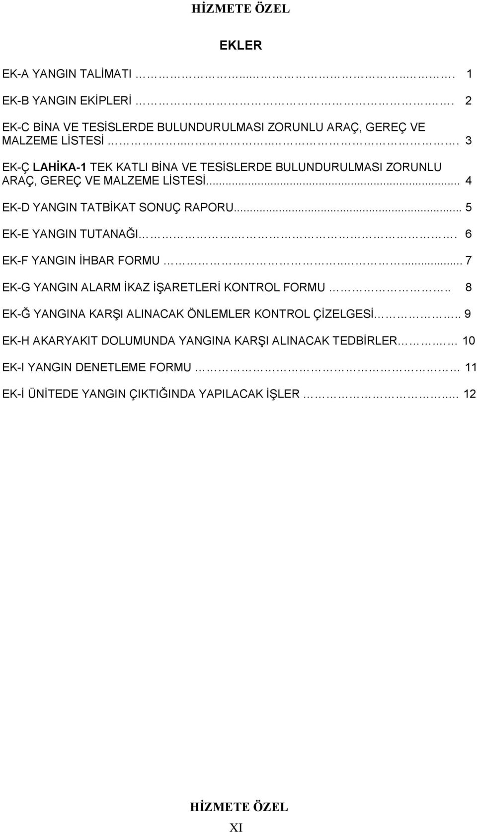 .. 5 EK-E YANGIN TUTANAĞI.. 6 EK-F YANGIN İHBAR FORMU..... 7 EK-G YANGIN ALARM İKAZ İŞARETLERİ KONTROL FORMU.