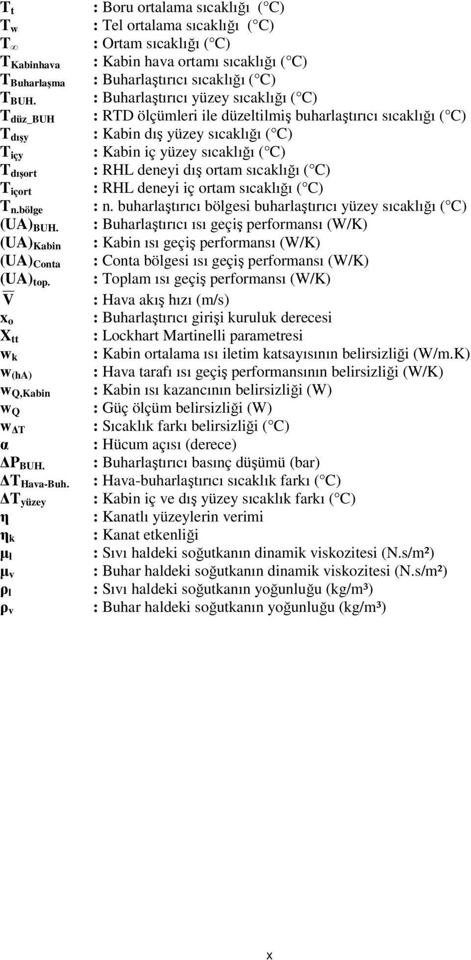 RHL deneyi dış ortam sıcaklığı ( C) T içort : RHL deneyi iç ortam sıcaklığı ( C) T n.bölge : n. buharlaştırıcı bölgesi buharlaştırıcı yüzey sıcaklığı ( C) (UA) BUH.