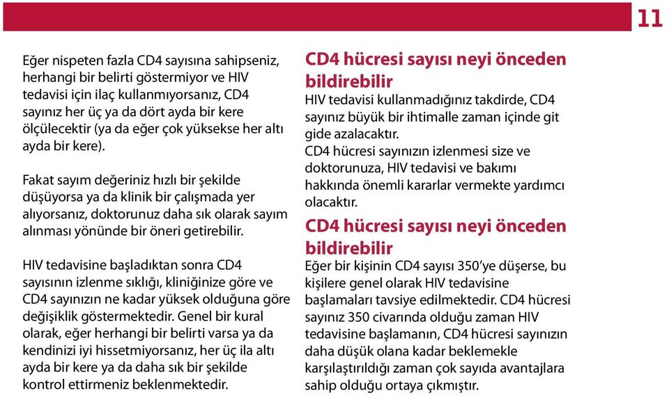 HIV tedavisine başladıktan sonra CD4 sayısının izlenme sıklığı, kliniğinize göre ve CD4 sayınızın ne kadar yüksek olduğuna göre değişiklik göstermektedir.