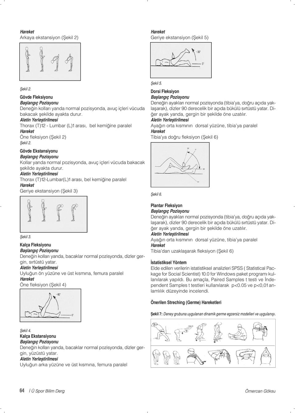 horax ()12-Lumbar(L)1 arası, bel kemiğine paralel Geriye ekstansiyon (Şekil 3) Şekil 3. Kalça u Deneğin kolları yanda, bacaklar normal pozisyonda, dizler gergin, sırtüstü yatar.