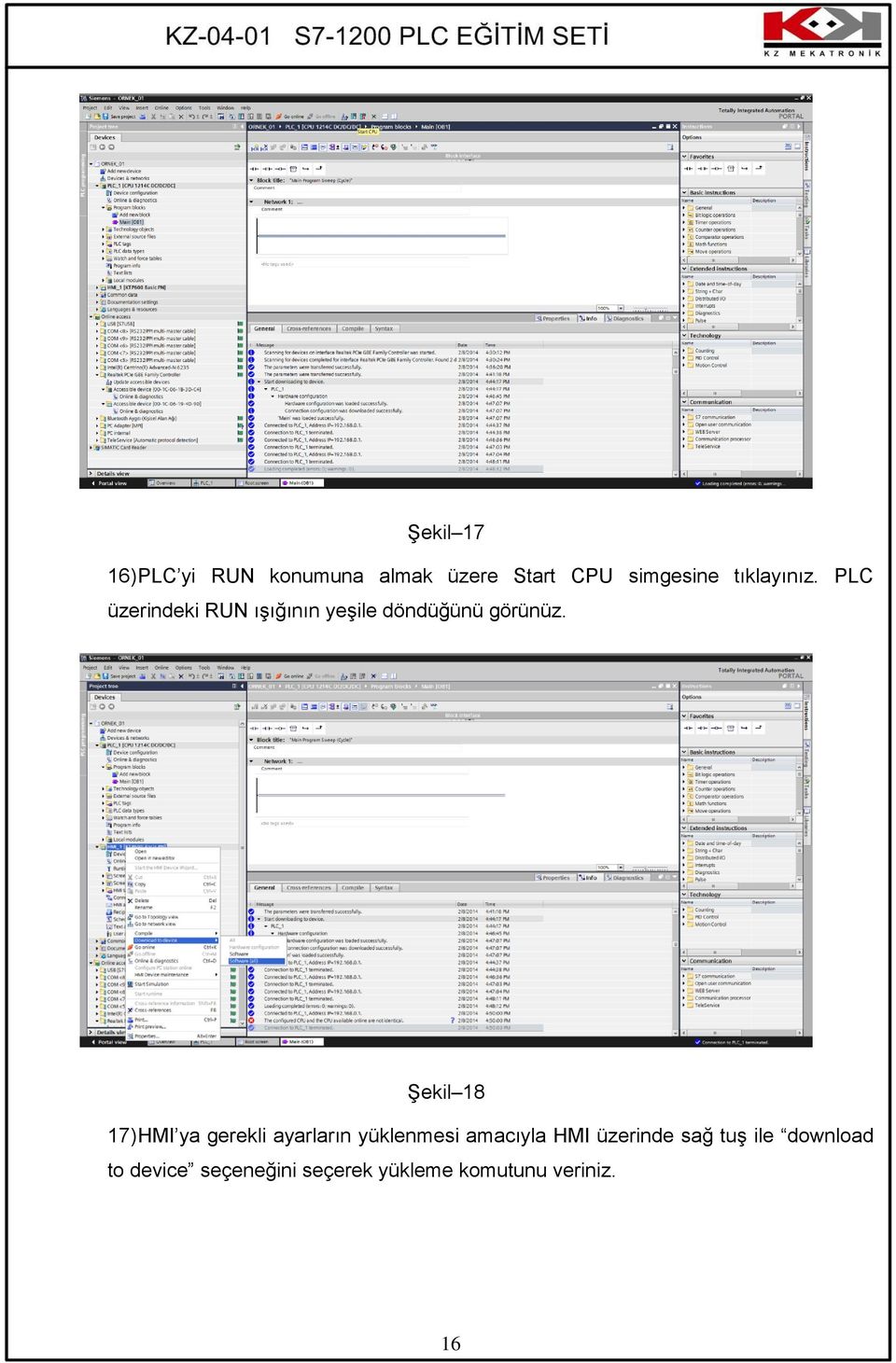 ġekil 18 17) HMI ya gerekli ayarların yüklenmesi amacıyla HMI