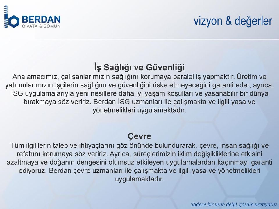 bırakmaya söz veririz. Berdan İSG uzmanları ile çalışmakta ve ilgili yasa ve yönetmelikleri uygulamaktadır.