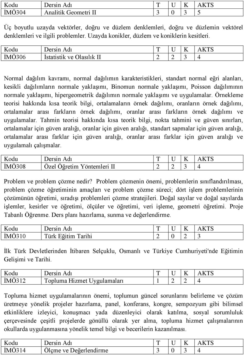 İMÖ306 İstatistik ve Olasılık II 2 2 3 4 Normal dağılım kavramı, normal dağılımın karakteristikleri, standart normal eğri alanları, kesikli dağılımların normale yaklaşımı, Binomun normale yaklaşımı,