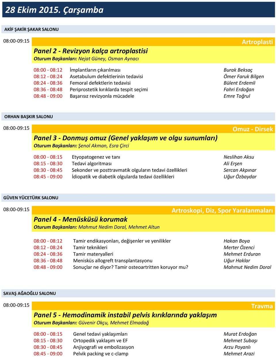 defektlerinin tedavisi Ömer Faruk Bilgen 08:24-08:36 Femoral defektlerin tedavisi Bülent Erdemli 08:36-08:48 Periprostetik kırıklarda tespit seçimi Fahri Erdoğan 08:48-09:00 Başarısız revizyonla