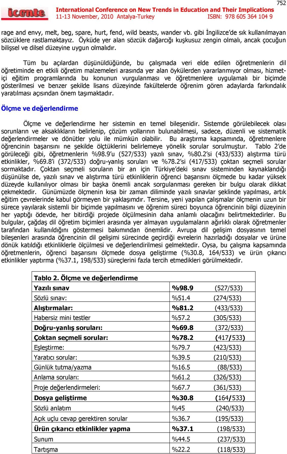 Tüm bu açılardan düşünüldüğünde, bu çalışmada veri elde edilen öğretmenlerin dil öğretiminde en etkili öğretim malzemeleri arasında yer alan öykülerden yararlanmıyor olması, hizmetiçi eğitim