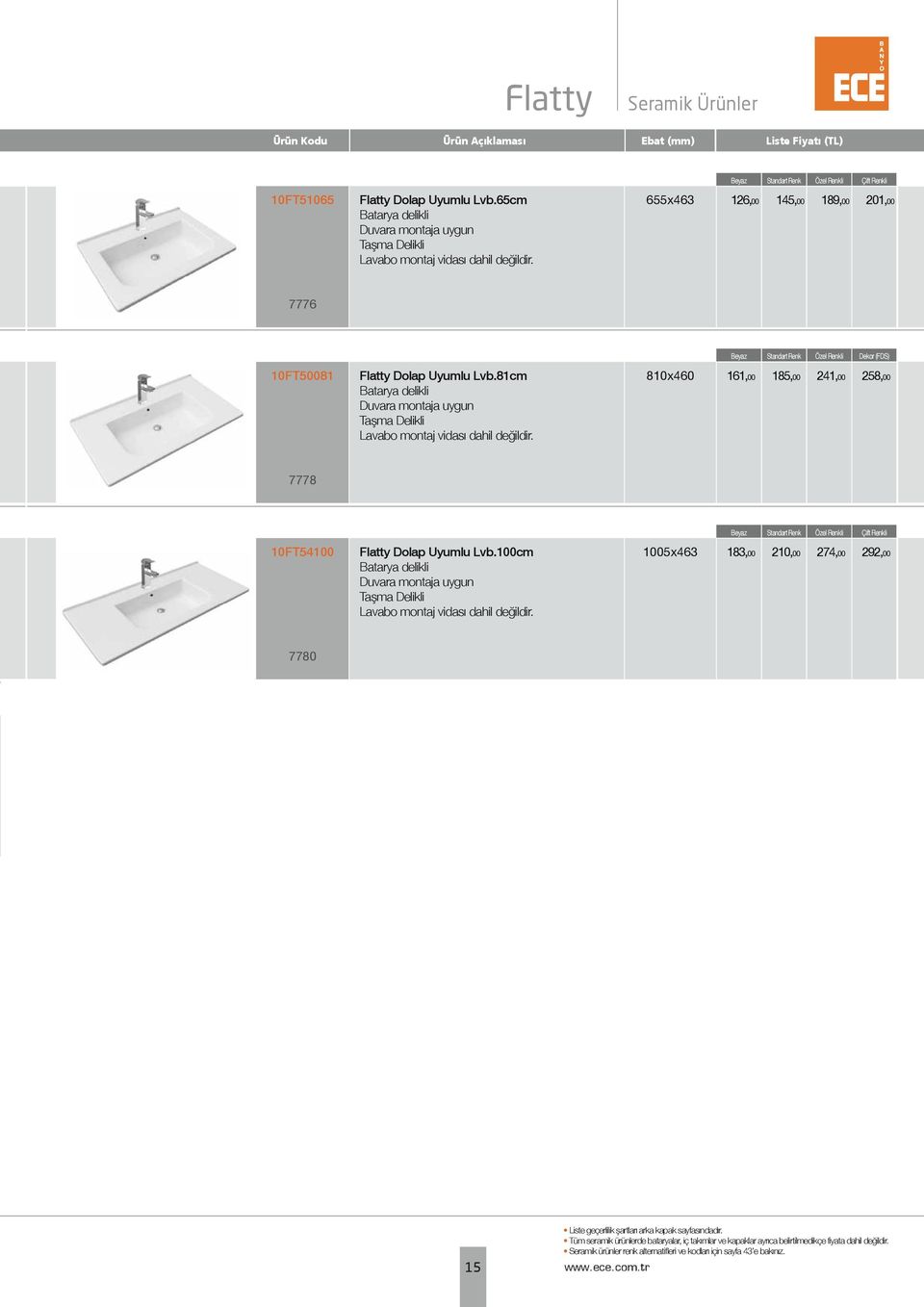 Beyaz Standart Renk Özel Renkli Dekor (FDS) 810x460 161,00 185,00 241,00 258,00 7778 10FT54100 Flatty Dolap Uyumlu Lvb.