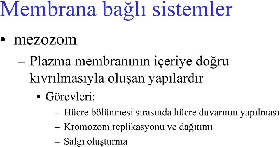 Görevleri: Hücre bölünmesi sırasında hücre duvarının