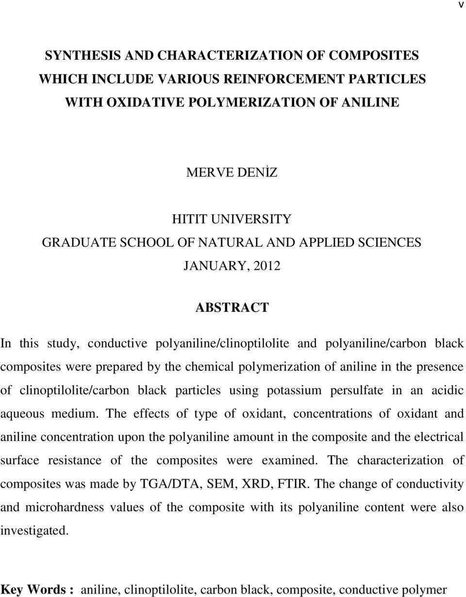 presence of clinoptilolite/carbon black particles using potassium persulfate in an acidic aqueous medium.