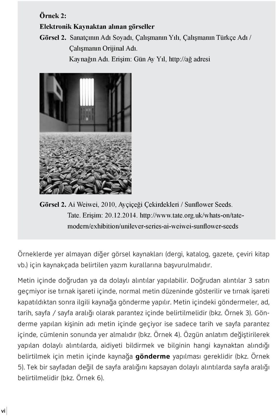 uk/whats-on/tatemodern/exhibition/unilever-series-ai-weiwei-sunflower-seeds Örneklerde yer almayan diğer görsel kaynakları (dergi, katalog, gazete, çeviri kitap vb.