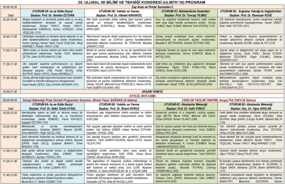 40 Altıgen kanatçıklı ısı alıcılarda çarpan jetle ısı ve akış Atik lastik sıvısından distile edilmiş dizel benzeri yakıtın Kuru tip soğutma kulelerinde havanın sabit mutlak karakteristiklerinin