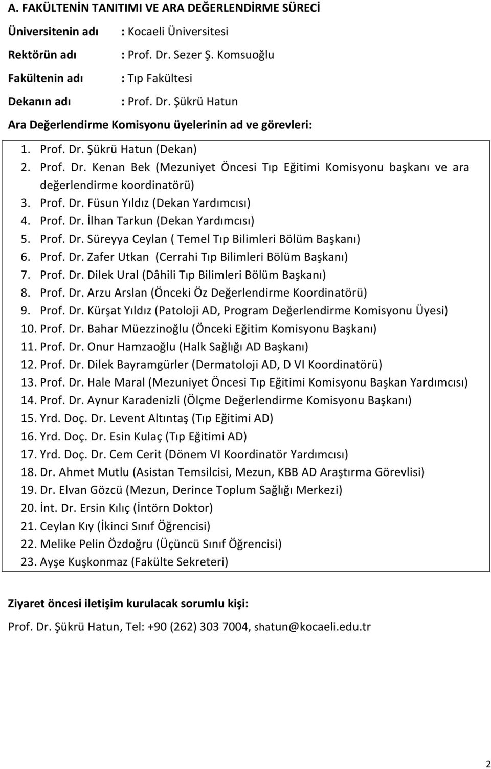 Prof. Dr. Füsun Yıldız (Dekan Yardımcısı) 4. Prof. Dr. İlhan Tarkun (Dekan Yardımcısı) 5. Prof. Dr. Süreyya Ceylan ( Temel Tıp Bilimleri Bölüm Başkanı) 6. Prof. Dr. Zafer Utkan (Cerrahi Tıp Bilimleri Bölüm Başkanı) 7.