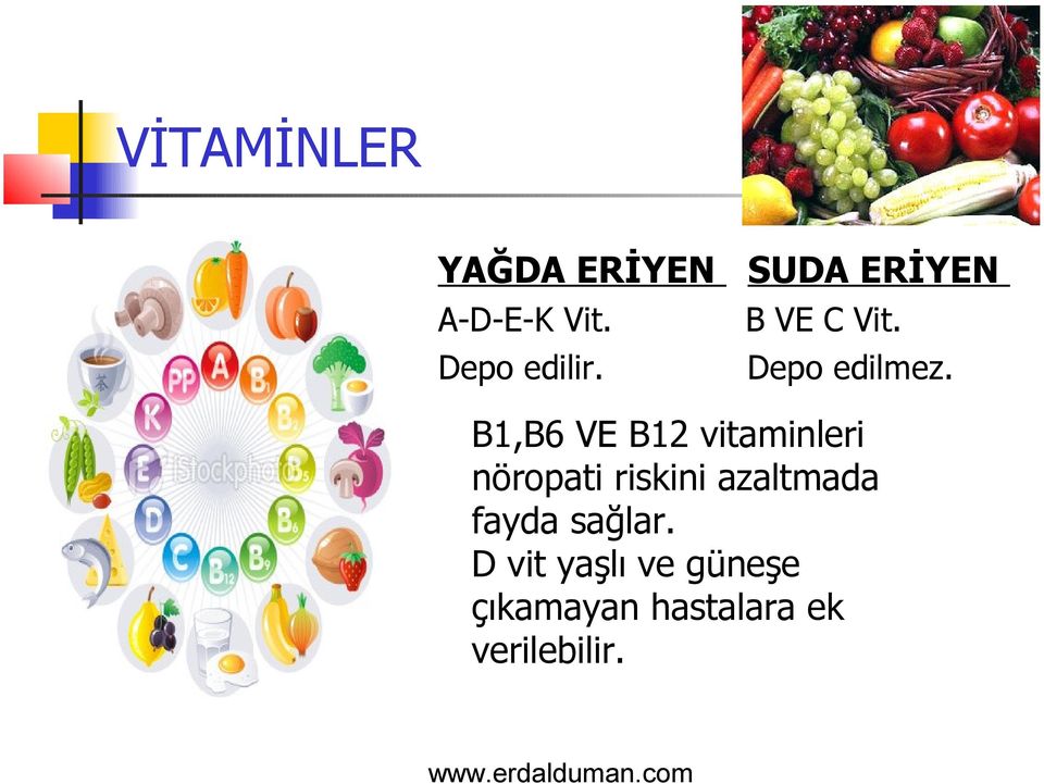 B1,B6 VE B12 vitaminleri nöropati riskini azaltmada