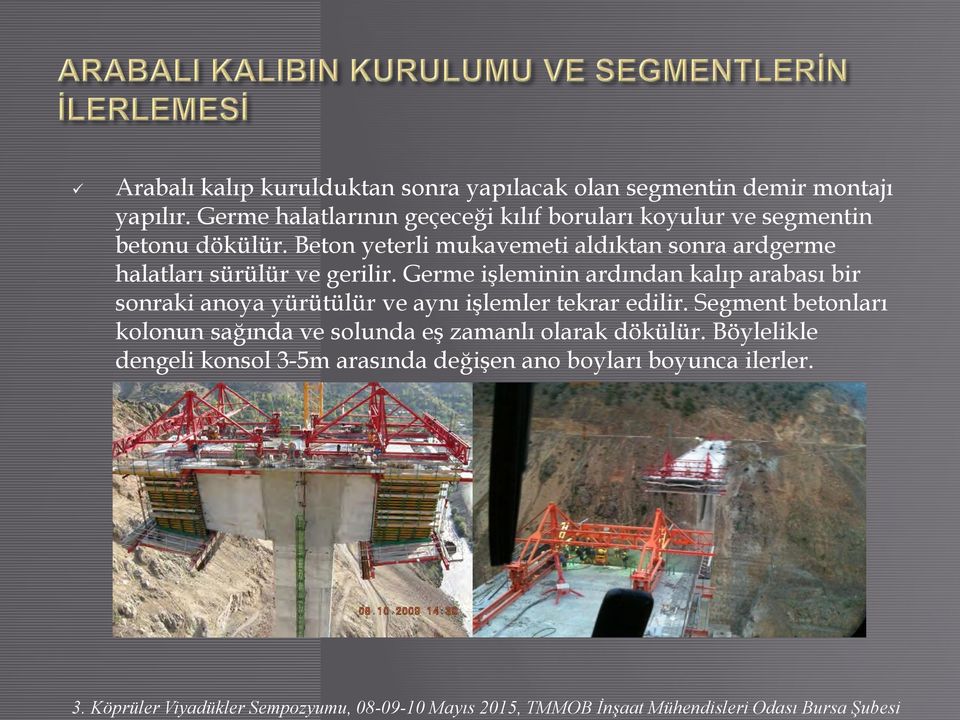 Beton yeterli mukavemeti aldıktan sonra ardgerme halatları sürülür ve gerilir.