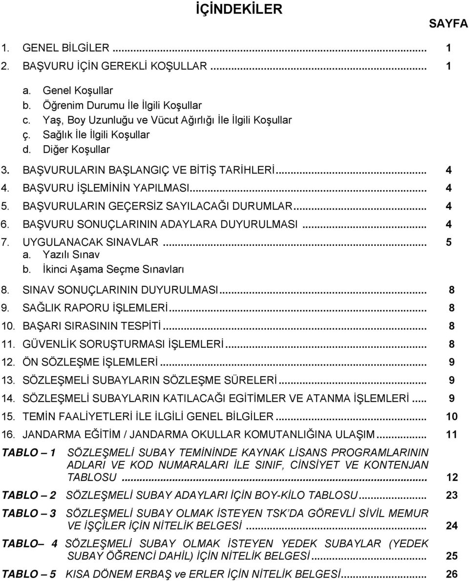 BAŞVURU SONUÇLARININ ADAYLARA DUYURULMASI... 4 7. UYGULANACAK SINAVLAR... 5 a. Yazılı Sınav b. İkinci Aşama Seçme Sınavları 8. SINAV SONUÇLARININ DUYURULMASI... 8 9. SAĞLIK RAPORU İŞLEMLERİ... 8 10.