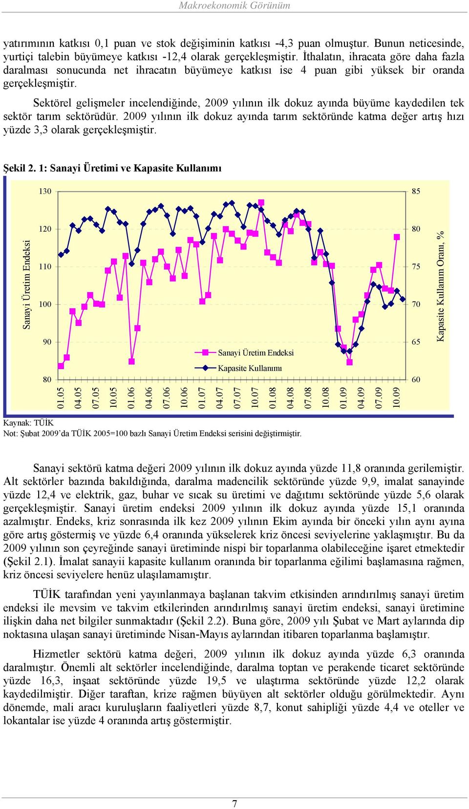 Sektörel gelişmeler incelendiğinde, 2009 yılının ilk dokuz ayında büyüme kaydedilen tek sektör tarım sektörüdür.