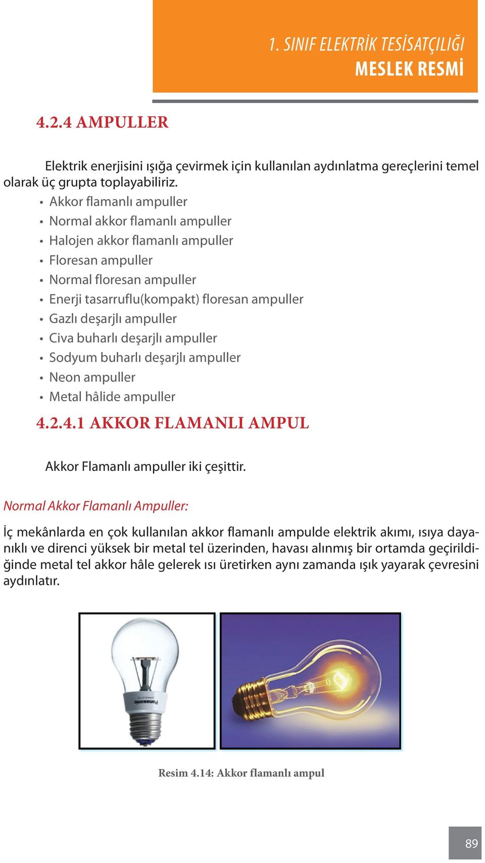 Civa buharlı deşarjlı ampuller Sodyum buharlı deşarjlı ampuller Neon ampuller Metal hâlide ampuller 4.2.4.1 Akkor Flamanlı Ampul Akkor Flamanlı ampuller iki çeşittir.