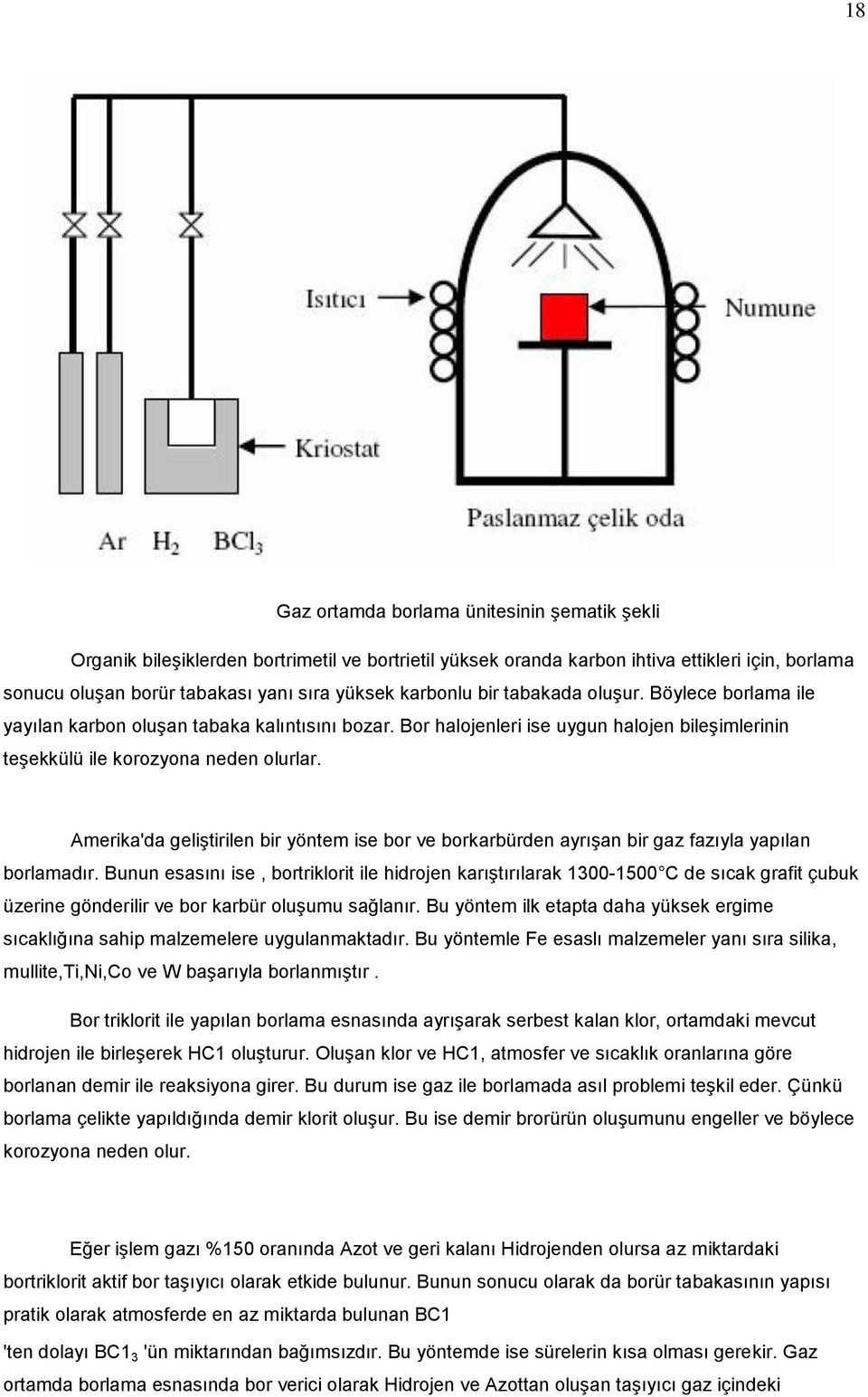 Amerika'da geliştirilen bir yöntem ise bor ve borkarbürden ayrışan bir gaz fazıyla yapılan borlamadır.