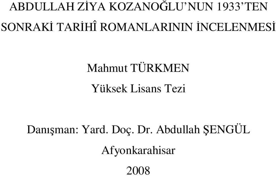 Mahmut TÜRKMEN Yüksek Lisans Tezi