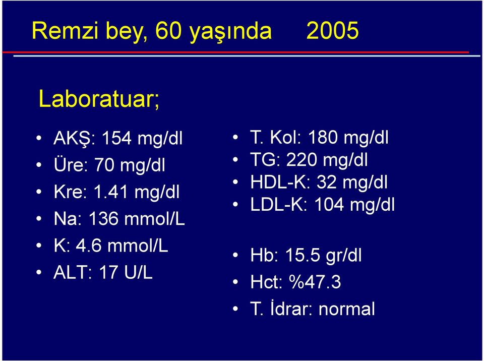 6 mmol/l ALT: 17 U/L T.