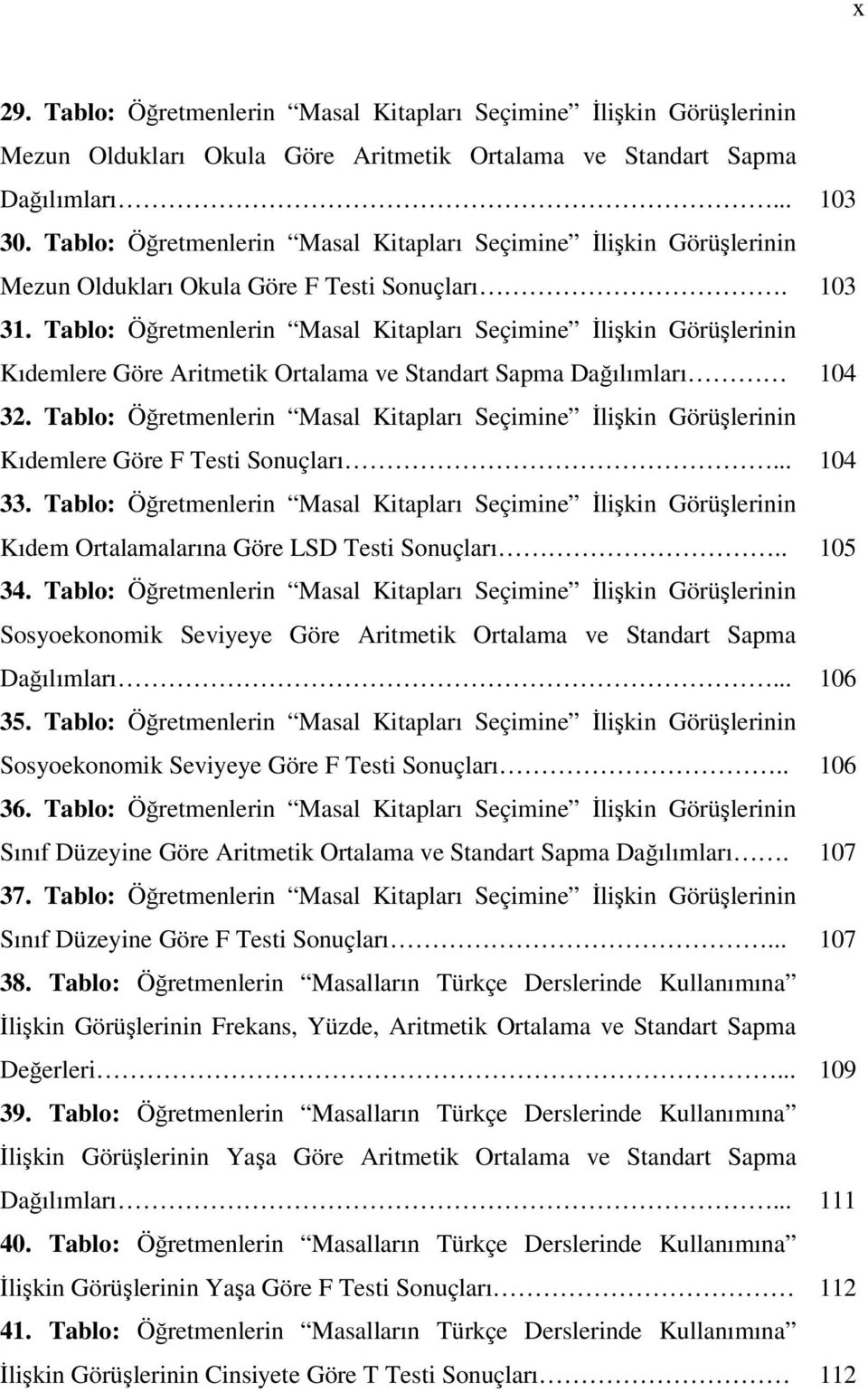 Tablo: Öğretmenlerin Masal Kitapları Seçimine İlişkin Görüşlerinin Kıdemlere Göre Aritmetik Ortalama ve Standart Sapma Dağılımları 104 32.