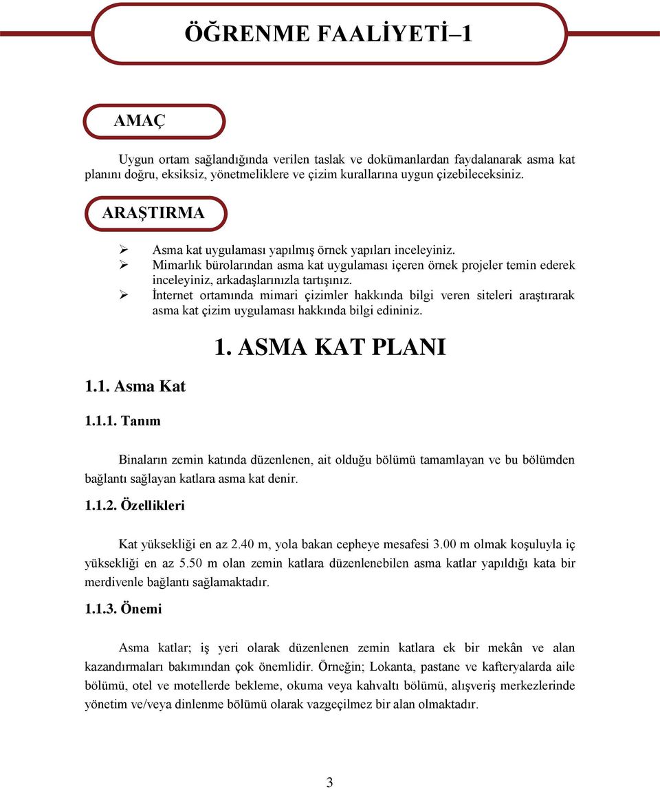 Mimarlık bürolarından asma kat uygulaması içeren örnek projeler temin ederek inceleyiniz, arkadaģlarınızla tartıģınız.