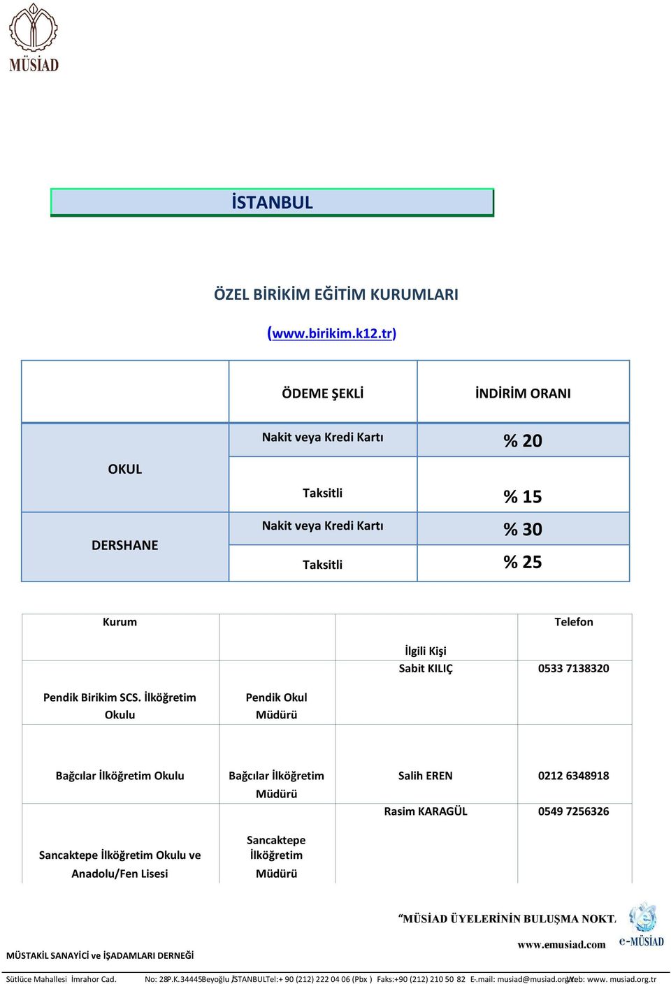 Taksitli % 25 Sabit KILIÇ 0533 7138320 Pendik Birikim SCS.