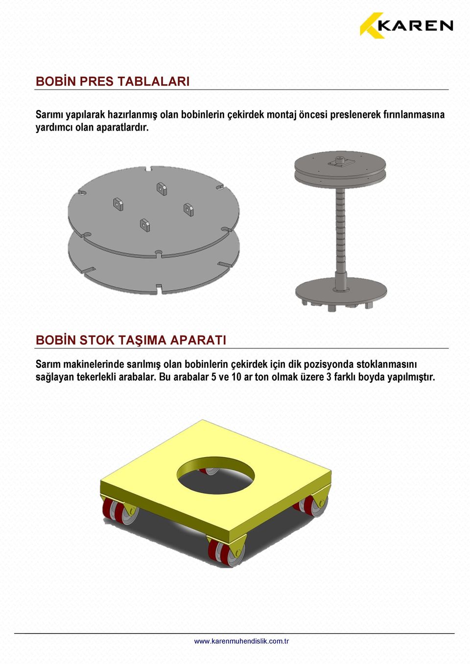 BOBİN STOK TAŞIMA APARATI Sarım makinelerinde sarılmış olan bobinlerin çekirdek için dik