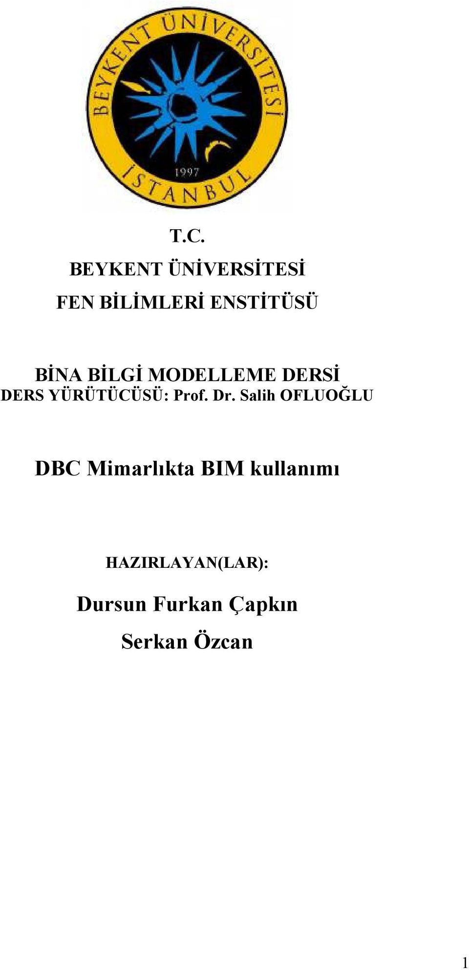 Dr. Salih OFLUOĞLU DBC Mimarlıkta BIM kullanımı