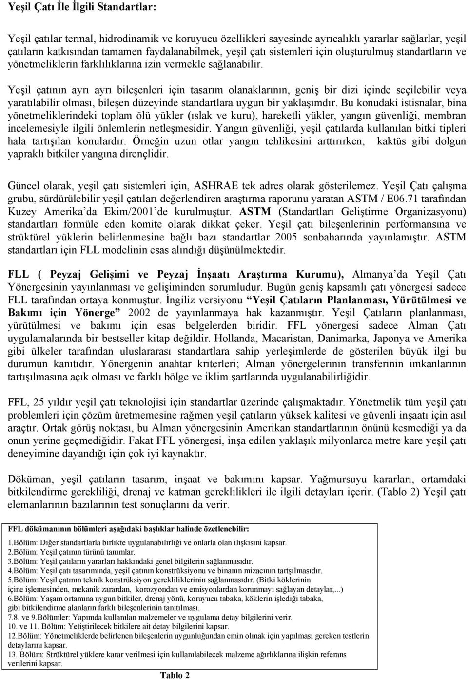 Yeşil çatının ayrı ayrı bileşenleri için tasarım olanaklarının, geniş bir dizi içinde seçilebilir veya yaratılabilir olması, bileşen düzeyinde standartlara uygun bir yaklaşımdır.