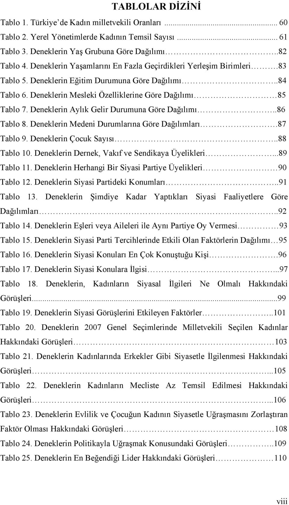 Deneklerin Aylık Gelir Durumuna Göre Dağılımı..86 Tablo 8. Deneklerin Medeni Durumlarına Göre Dağılımları.87 Tablo 9. Deneklerin Çocuk Sayısı..88 Tablo 10.