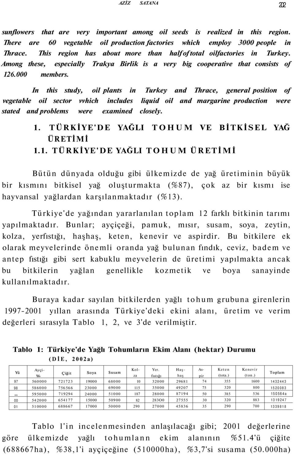 In this study, oil plants in Turkey and Thrace, general position of vegetable oil sector vvhich includes liquid oil and margarine production were stated and problems were examined closely.