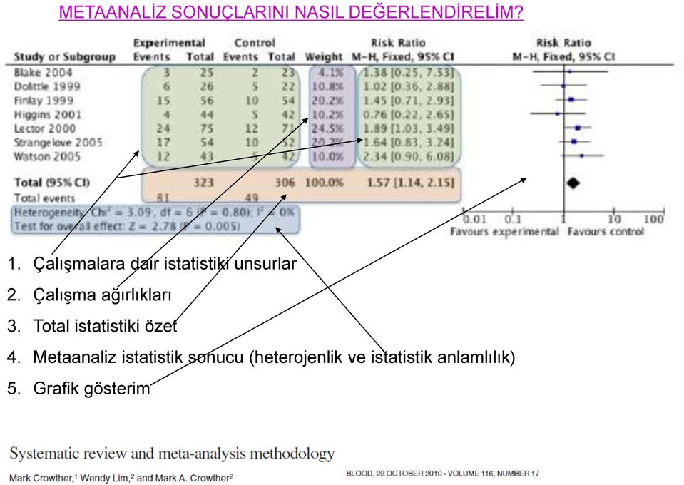 Çalışma ağırlıkları 3. Total istatistiki özet 4.