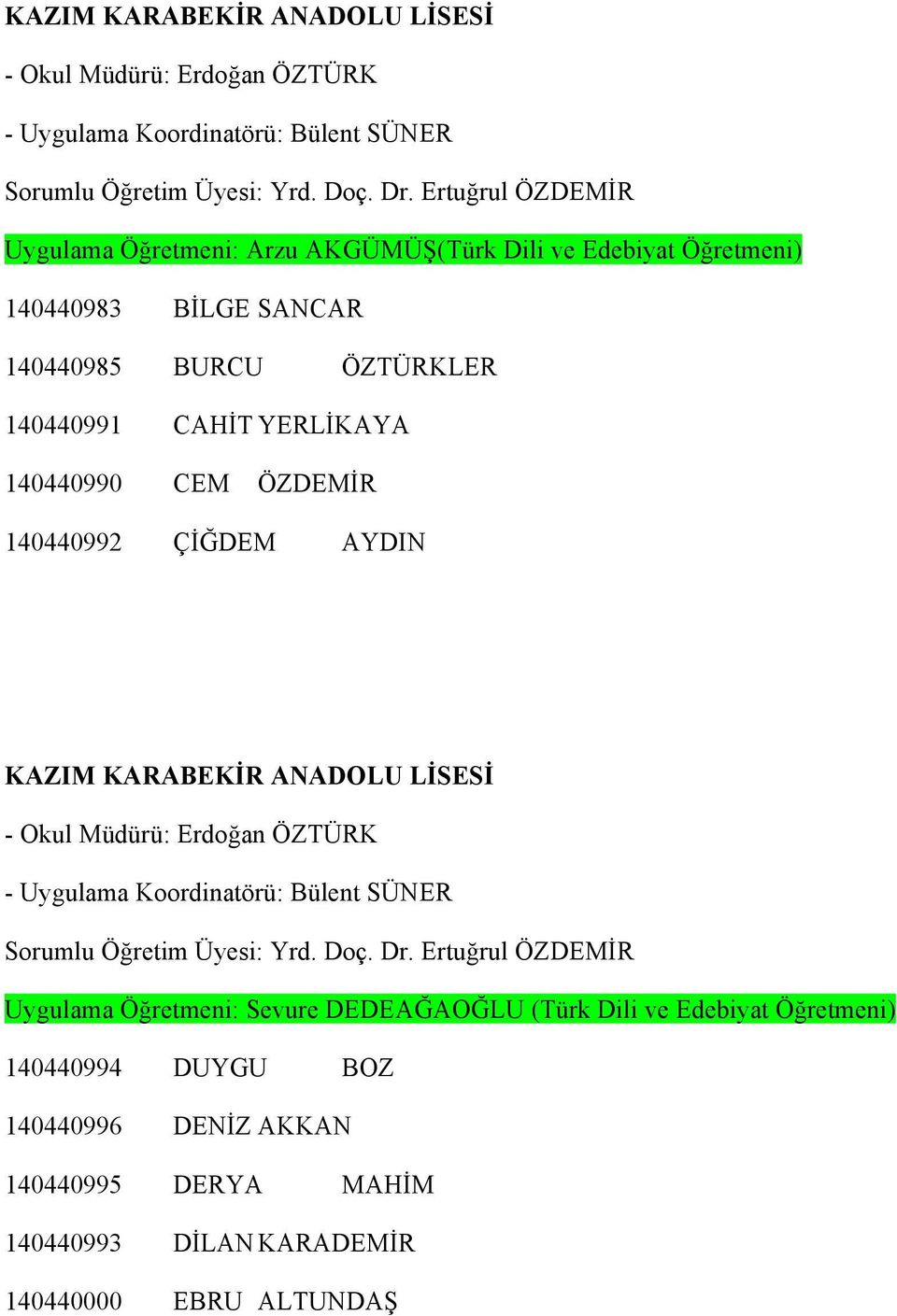 CEM ÖZDEMİR 140440992 ÇİĞDEM AYDIN  Ertuğrul ÖZDEMİR Uygulama Öğretmeni: Sevure DEDEAĞAOĞLU (Türk Dili ve Edebiyat Öğretmeni) 140440994 DUYGU BOZ 140440996 DENİZ AKKAN