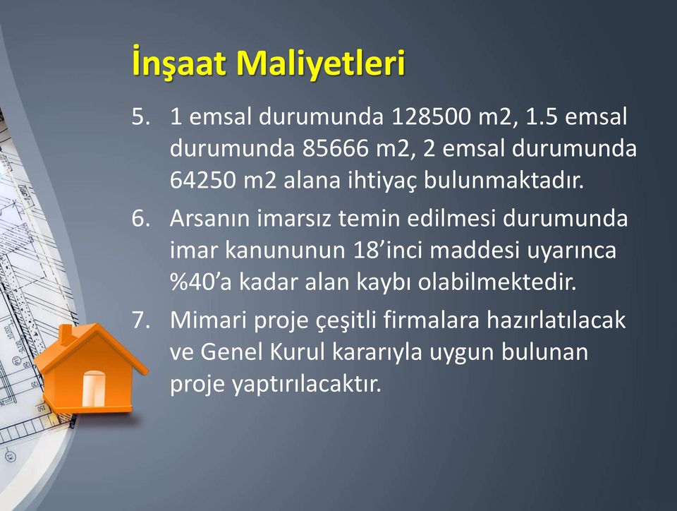 250 m2 alana ihtiyaç bulunmaktadır. 6.