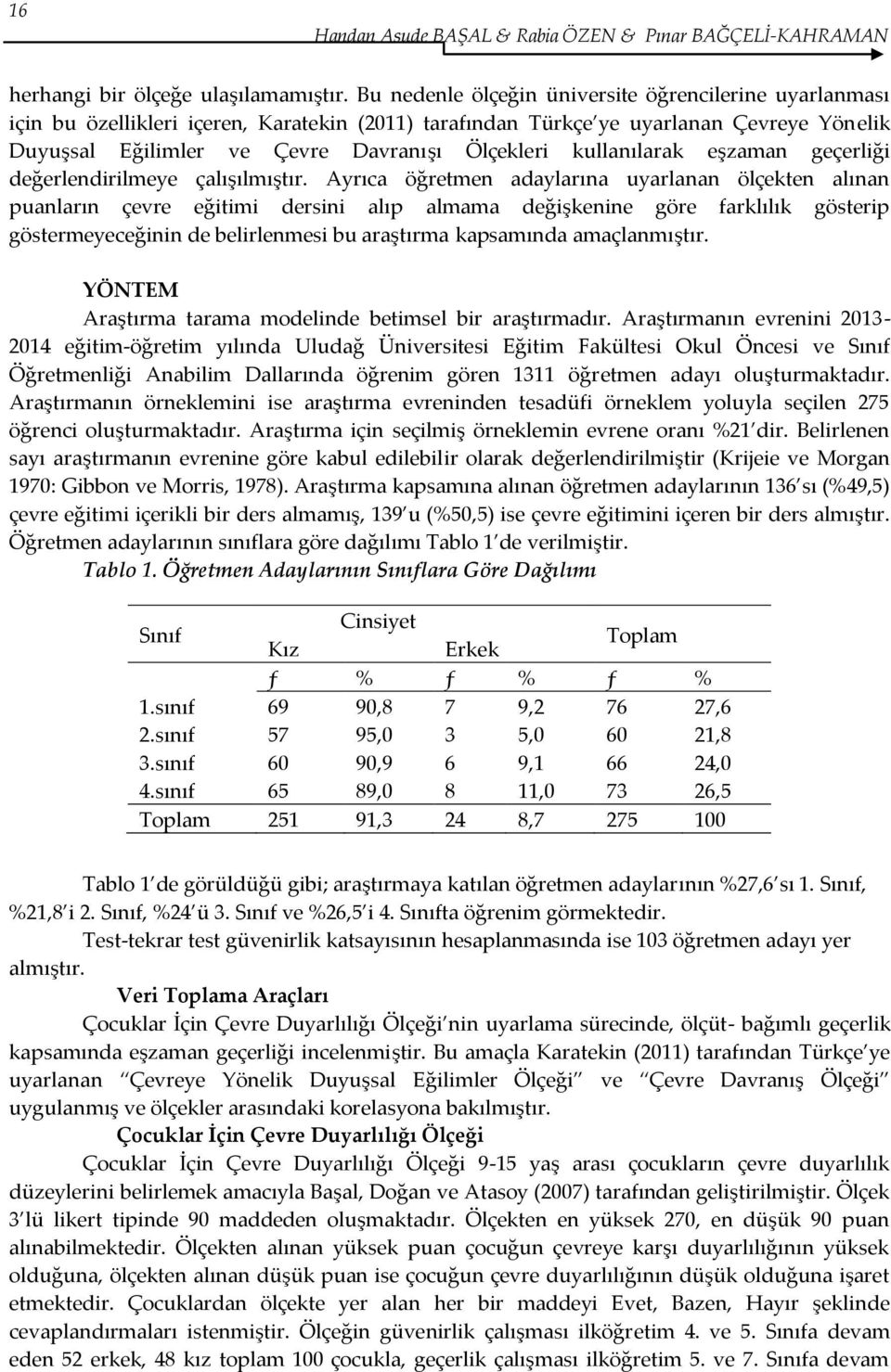 kullanılarak eşzaman geçerliği değerlendirilmeye çalışılmıştır.